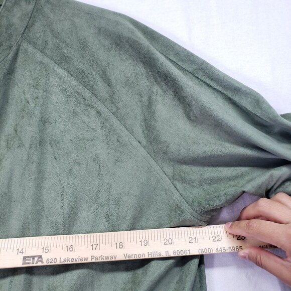 Susan Bristol Sage Green Suede 2 Piece Lounge Set Sweater Wide Leg Pants Size XL - Picture 3 of 16